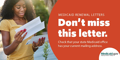 girl opening mail for medicaid renewal