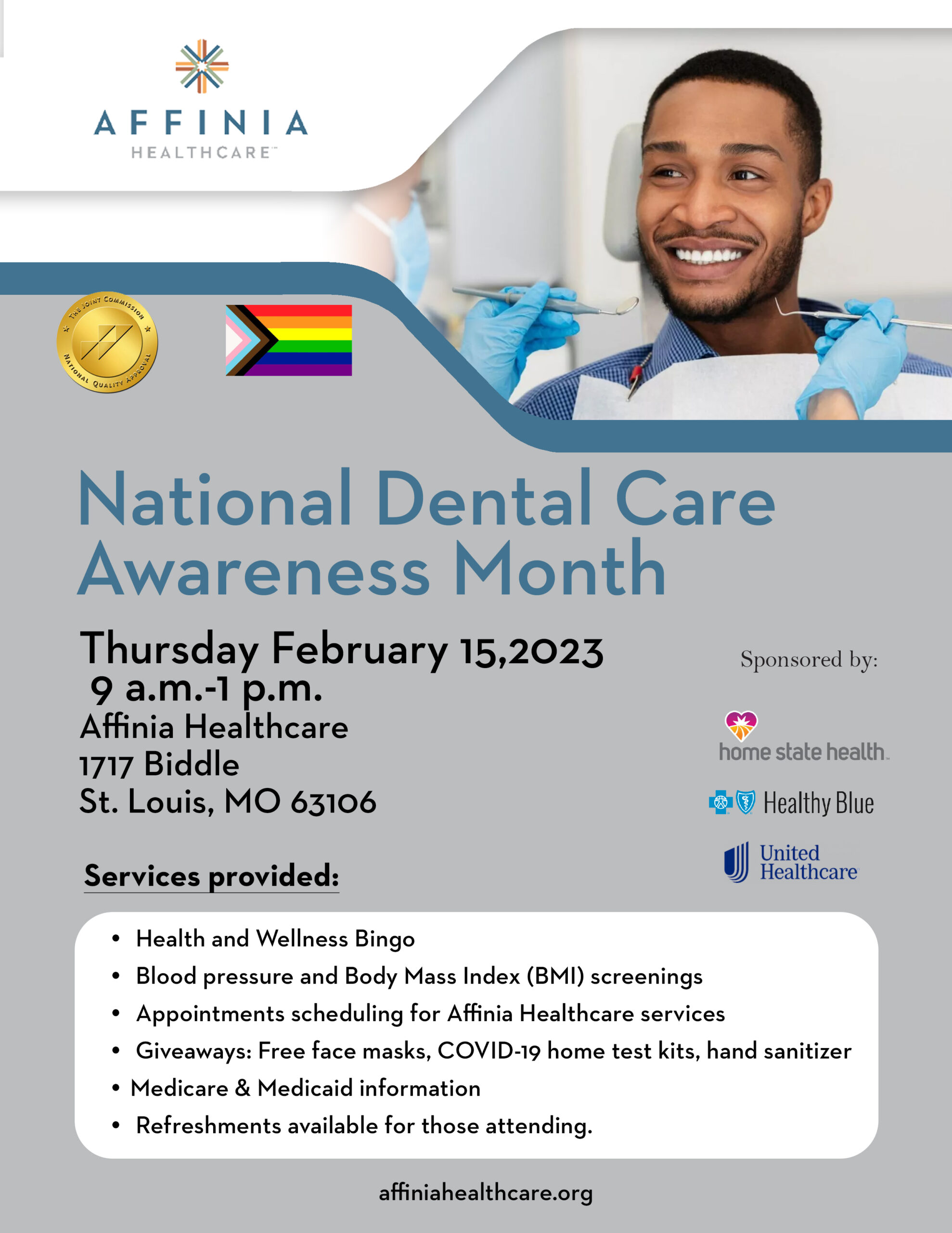 national dental awareness month event feb 15 at Biddle location