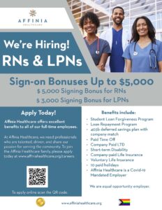 signing bonus for RNs, LPNs