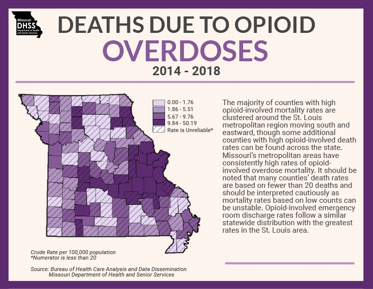 opioid overdoses in missouri map