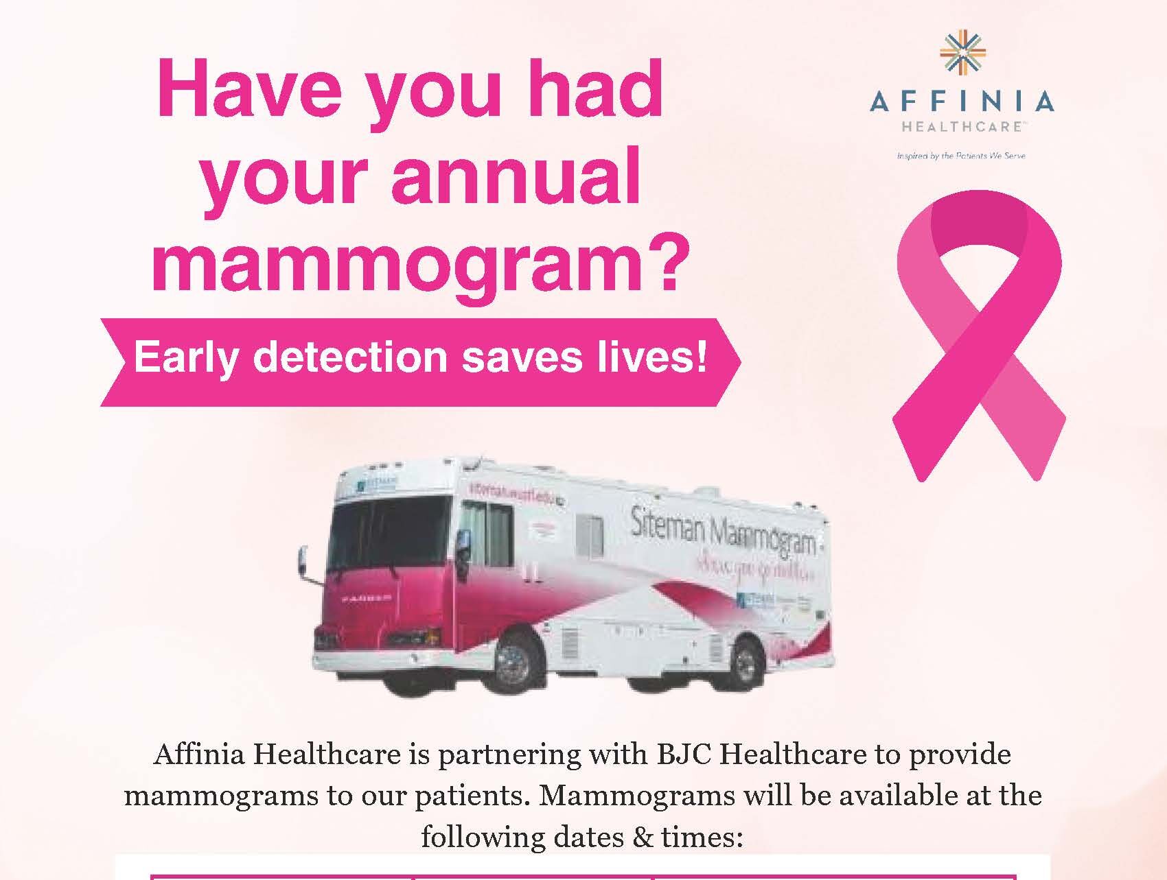 2023 fall mammogram schedule