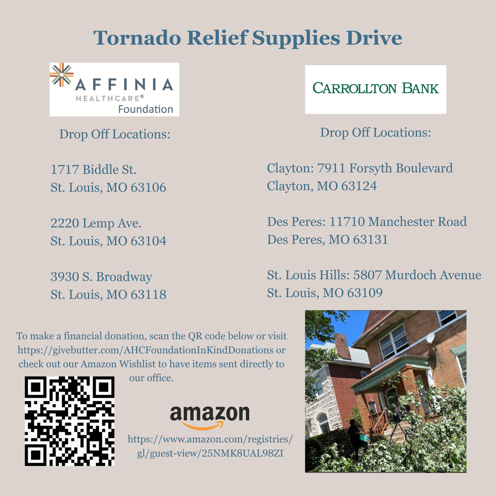 carrolton bank, foundation collecting supplies for storm relief